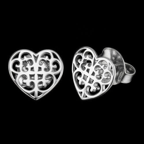 Arabesque Heart Filigree Silver Stud Earrings | Engelsrufer