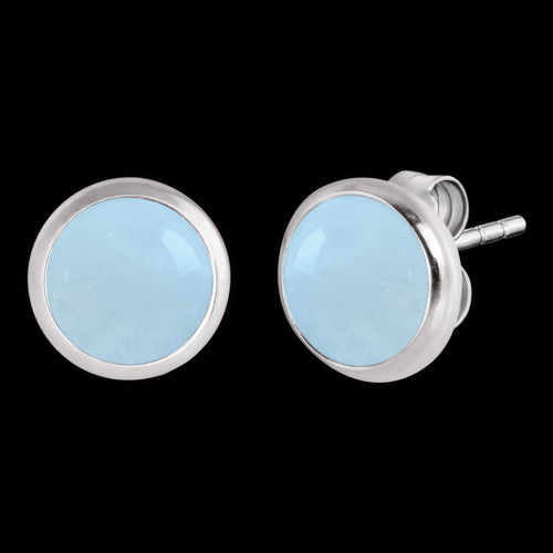 Blue Agate Cabochon Silver Stud Earrings | Engelsrufer