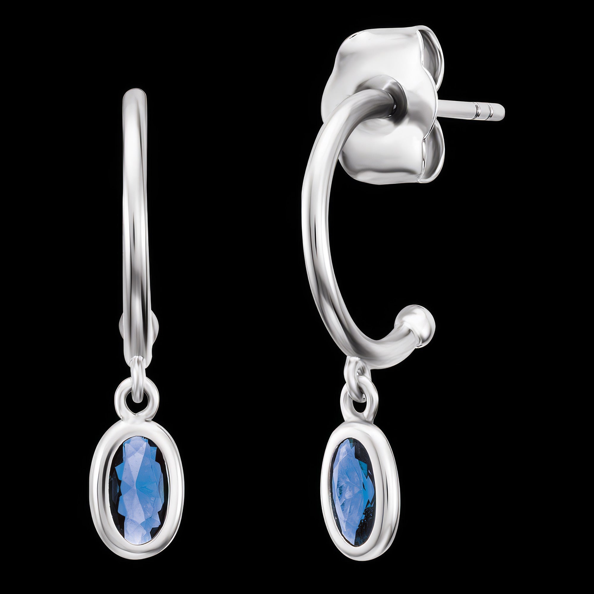 Aqua Blue CZ Hoop Dangle Earrings | Engelsrufer