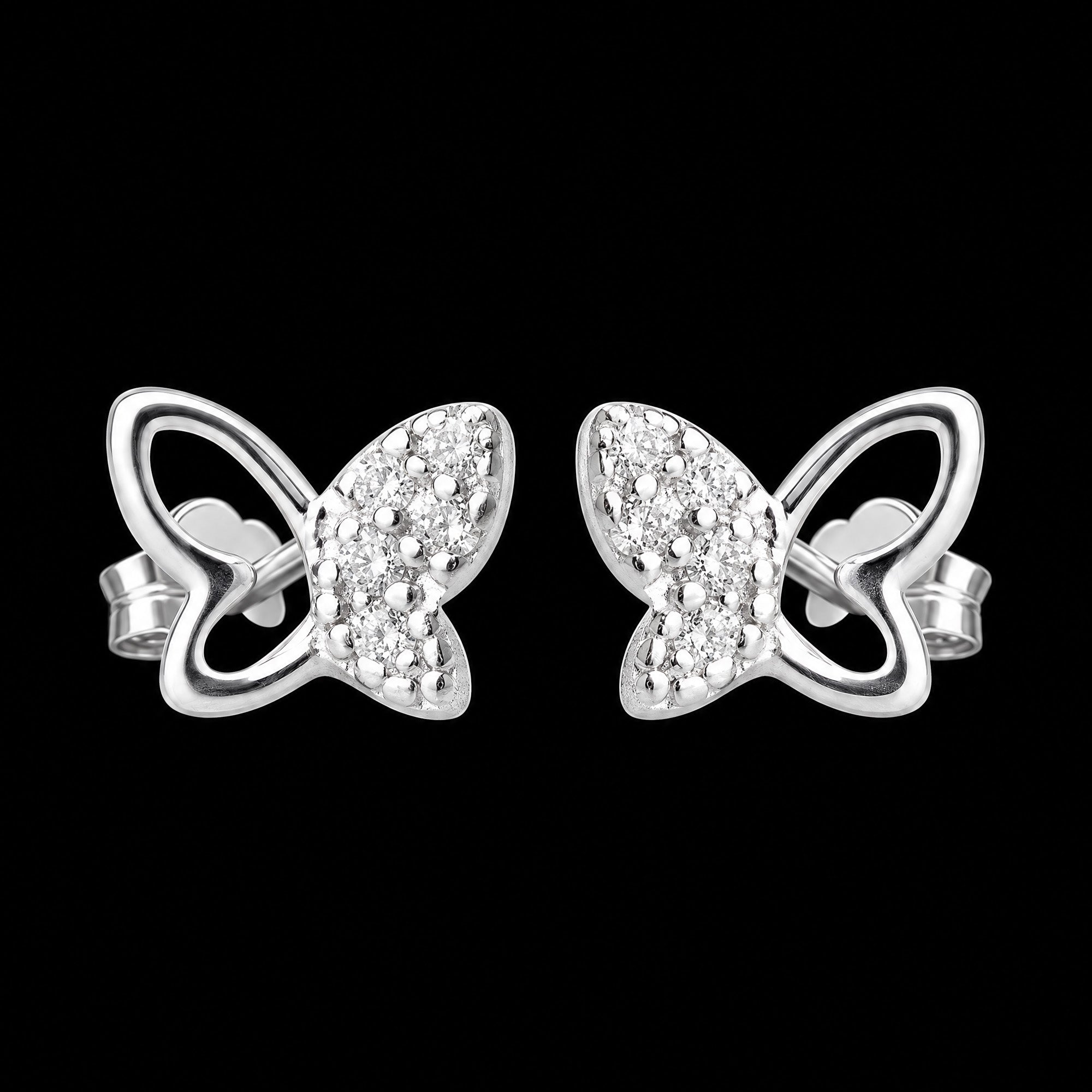 Butterfly Sterling Silver Children's CZ Stud Earrings | Herzengel