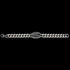 Full length view of a caduceus Cuban link men's stainless steel bracelet.