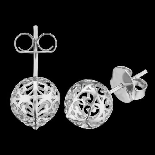 Cage Ball Filigree Silver Stud Earrings | Engelsrufer