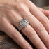 Woman wearing Celtic sterling silver poison ring.