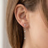 Woman wearing Engelsrufer chain sterling silver CZ earrings.