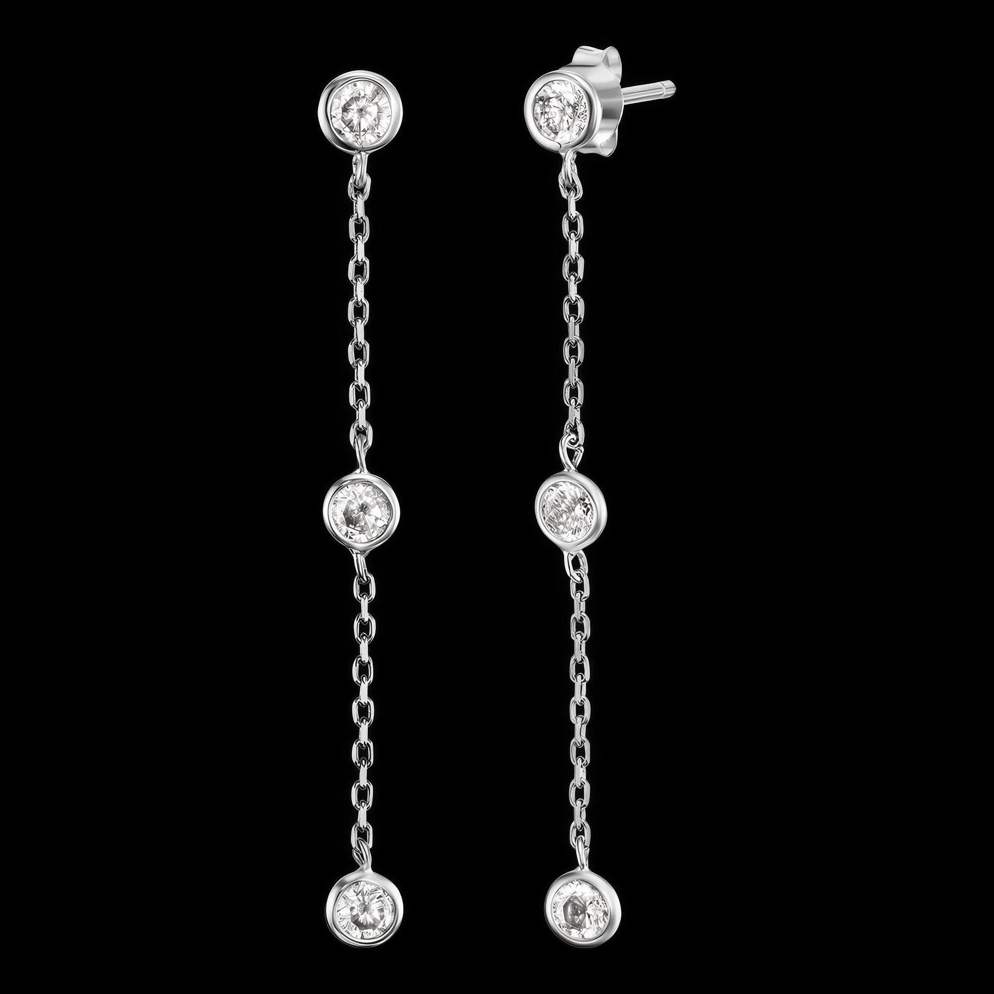 Chain Sterling Silver CZ Earrings | Engelsrufer