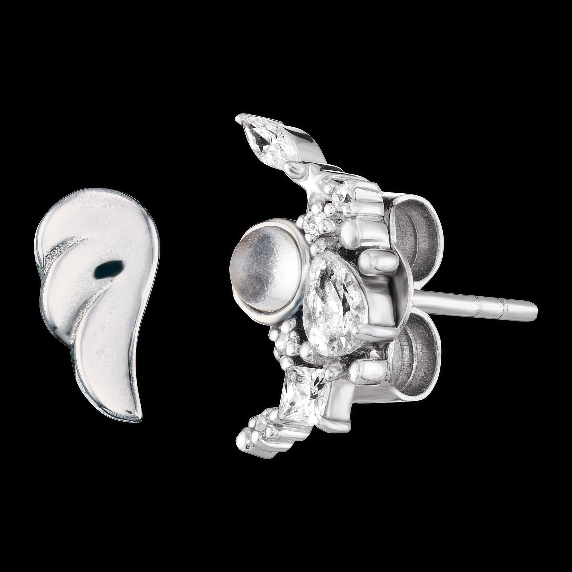 Cherub Angel Wing & Moon Mismatch Earrings | Engelsrufer