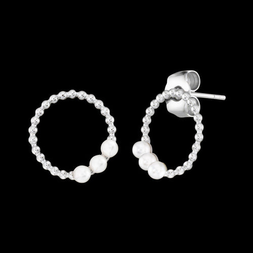 Circle Pearl Trio Silver Stud Earrings | Engelsrufer