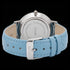 Back view of Cluse La Boheme silver white/pastel baby blue watch.