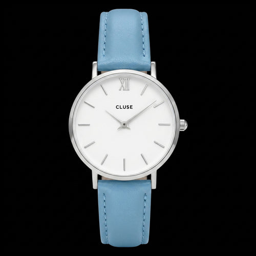 Cluse Minuit Silver/White Baby Blue Watch