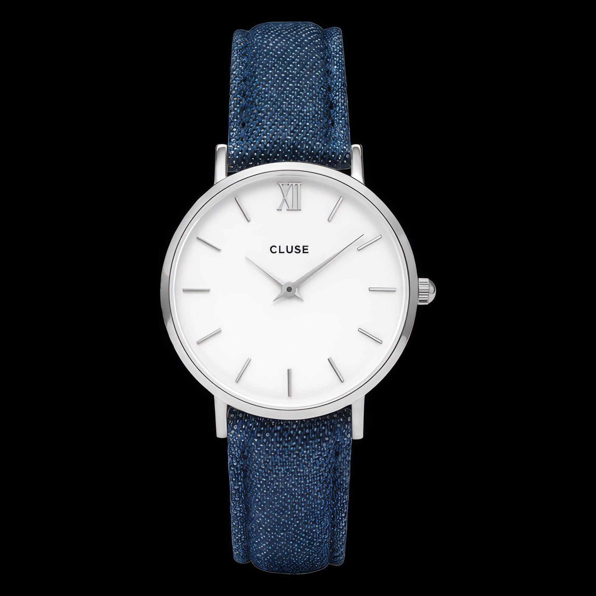 Cluse Minuit Silver/White Denim Watch