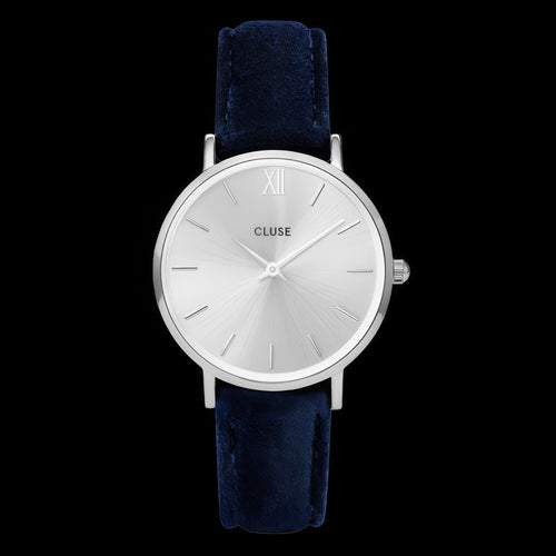 Cluse Minuit Silver Blue Velvet Limited Edition Watch