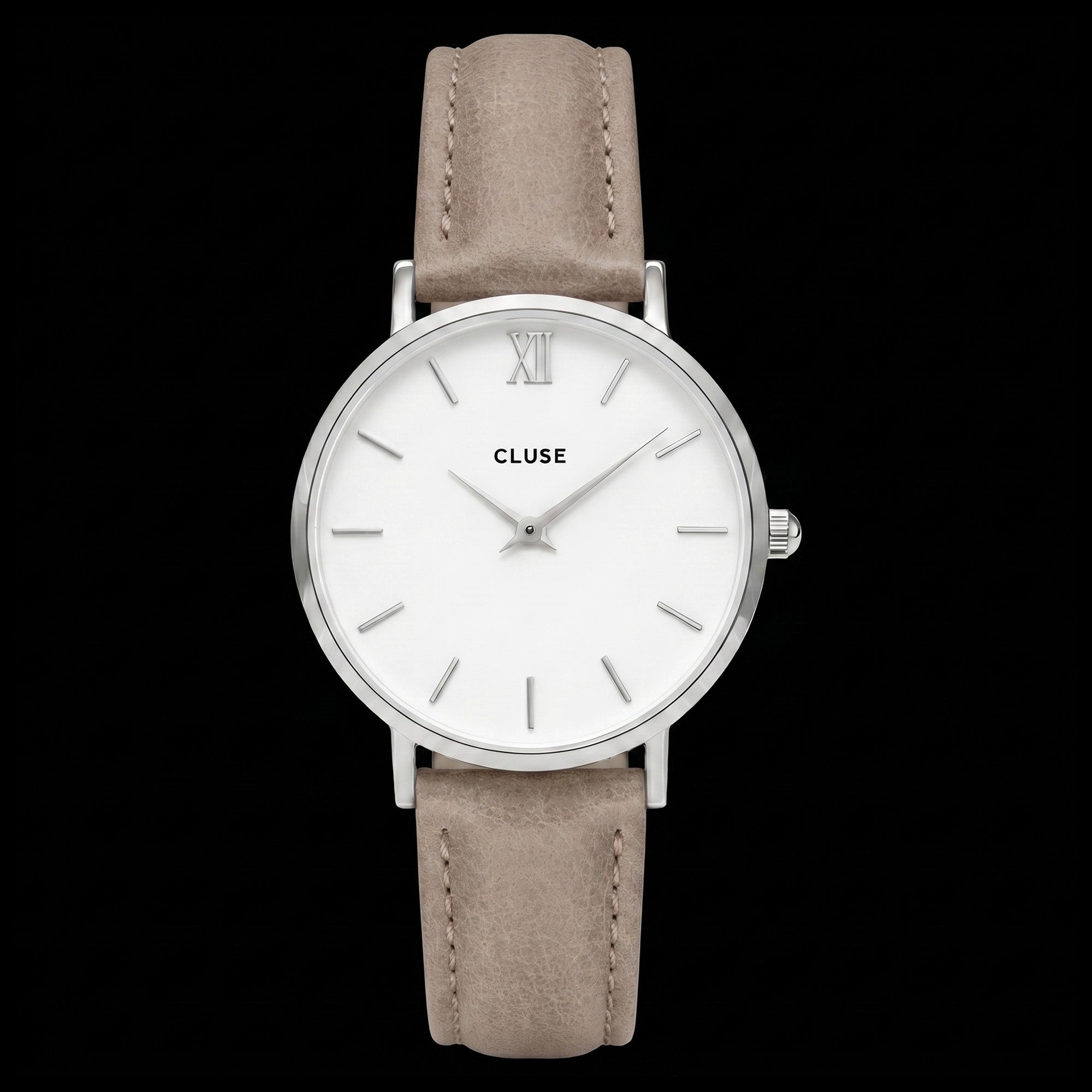 Cluse Minuit Silver/White Doe Brown Watch
