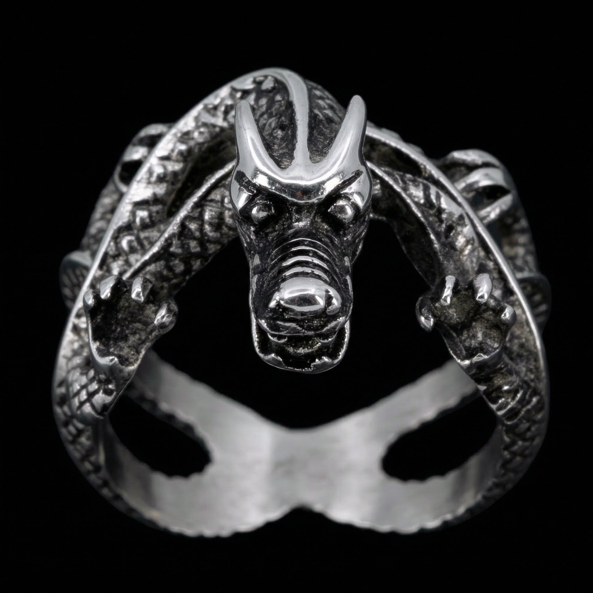 Coiled Dragon Men's Stainless Steel Ring