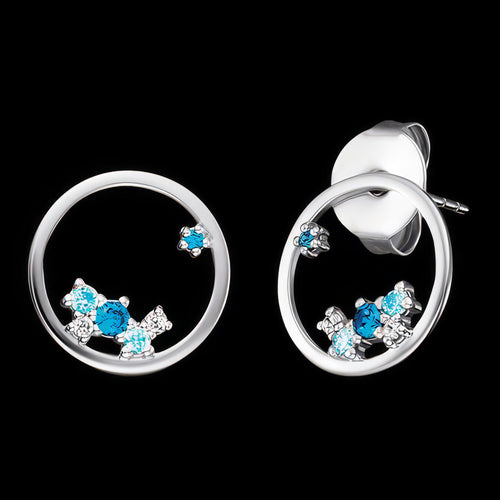 Cosmo Circle Blue CZ Earrings | Engelsrufer