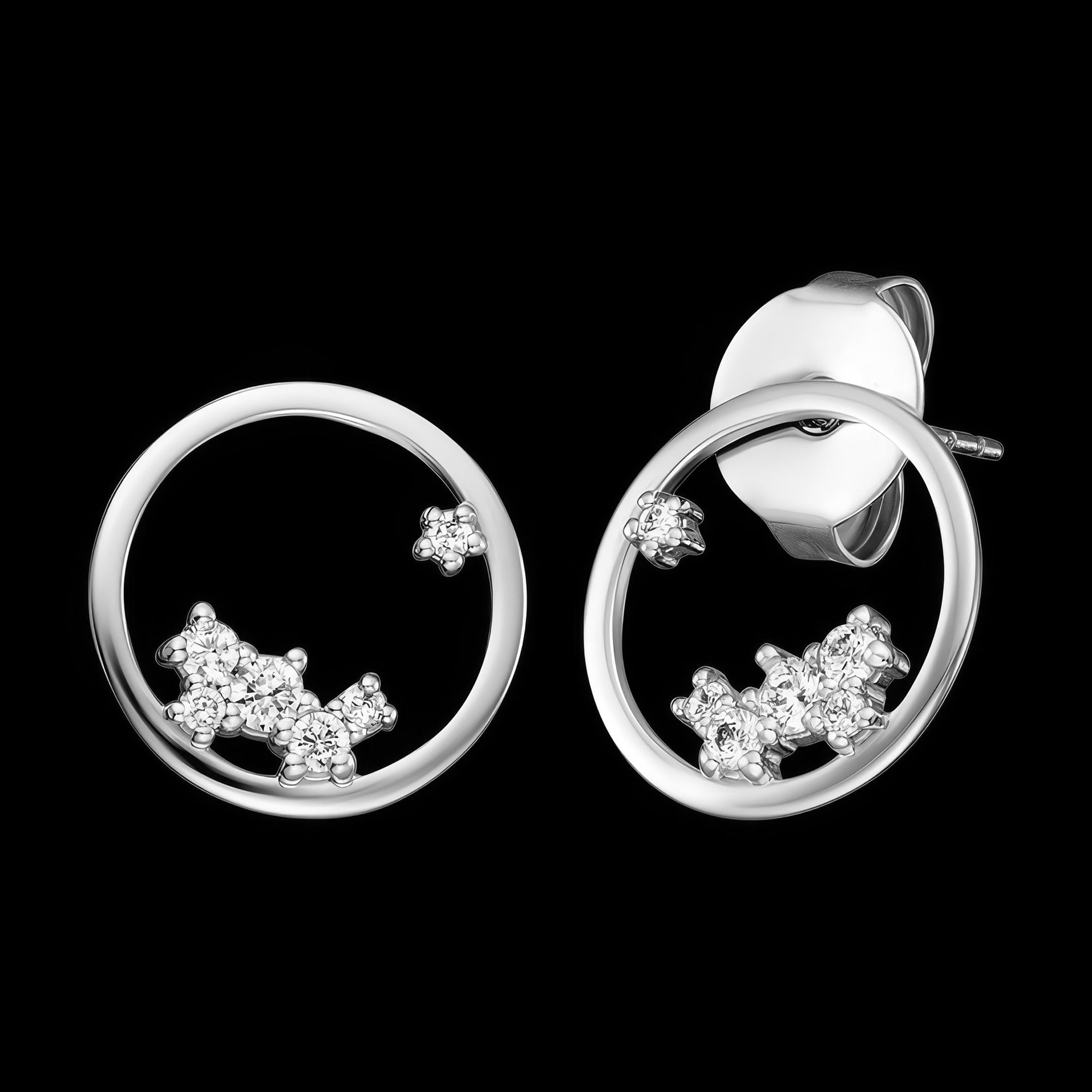 Cosmo Circle CZ Sterling Silver Earrings | Engelsrufer
