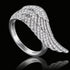 Sterling Silver Adjustable Crystal Angel Wing Ring On Mirror Surface