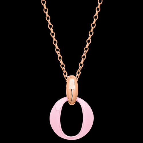 Sterling Silver Rose Gold Pink Ceramic Circle Necklace