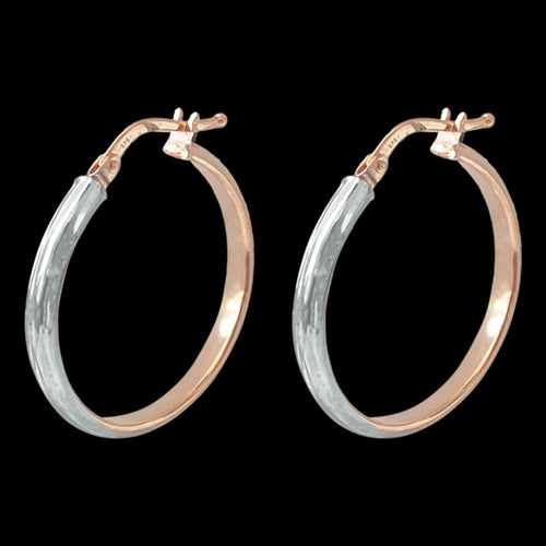 Tesoro Italian 9 Carat Rose & White Gold Hoop Earrings