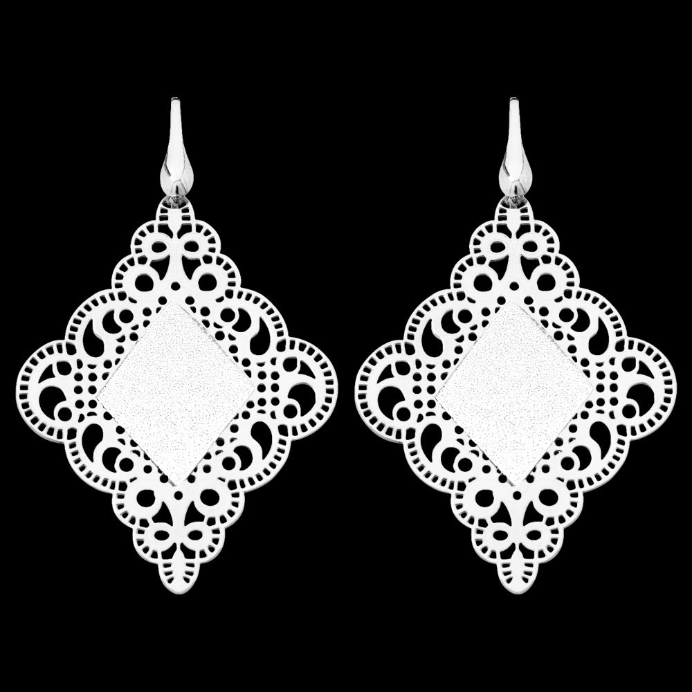 Tesoro Sterling Silver Diamond Filigree Earrings