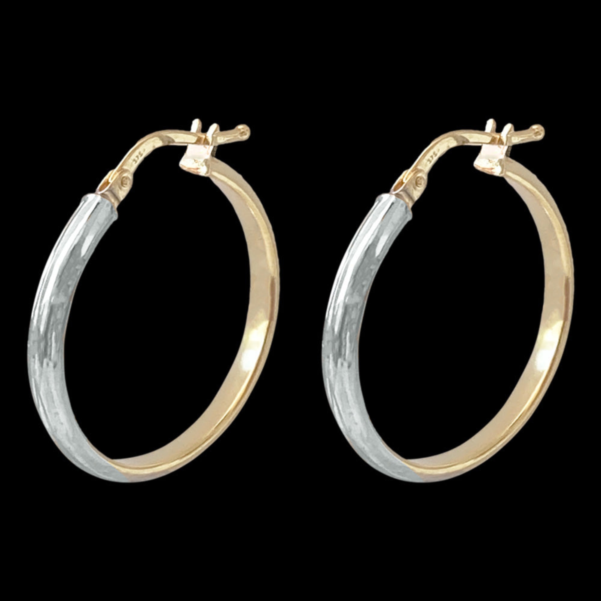 Tesoro Italian 9 Carat Yellow & White Gold Hoop Earrings | Australia