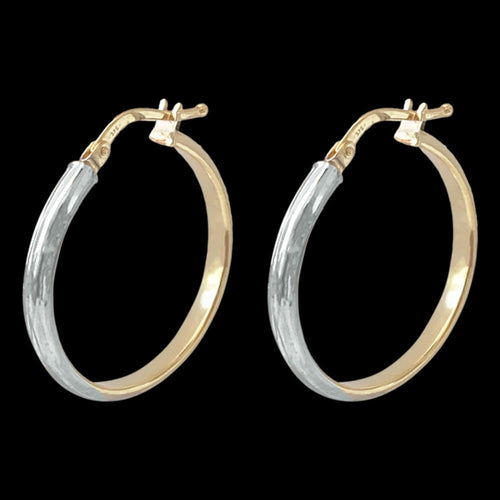 Tesoro Italian 9 Carat Yellow & White Gold Hoop Earrings | Australia