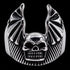 Front view of death bat skull wings stainless steel men's ring.