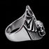 Side view of death bat skull wings stainless steel men's ring.