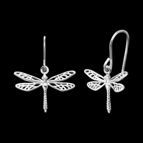 Dragonfly Filigree Silver Hook Earrings | Engelsrufer
