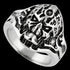 Close up of exoskeleton skull men's stainless steel ring.