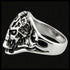 Side view of exoskeleton skull men's stainless steel ring.