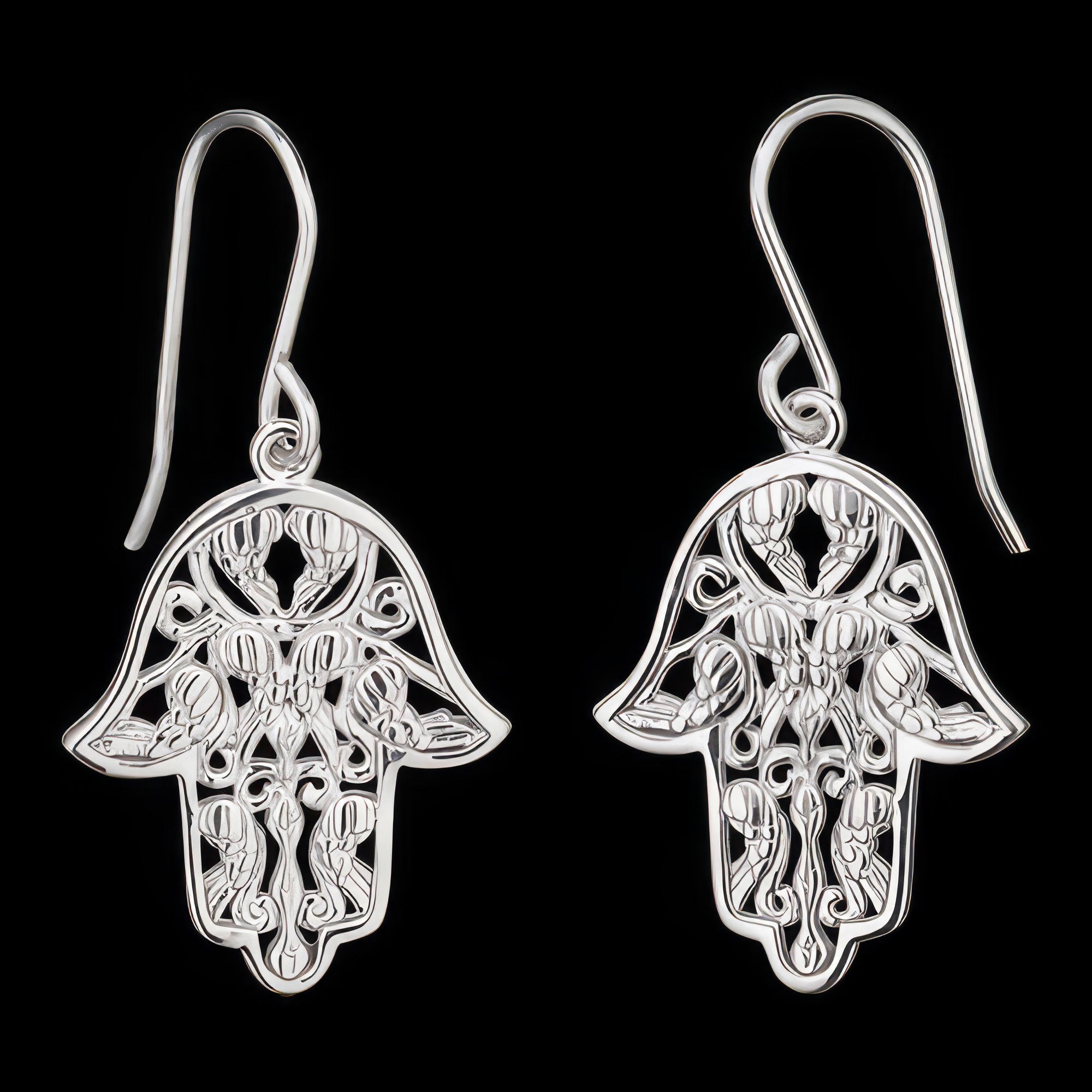 Fatima’s Hand Silver Hook Earrings | Engelsrufer