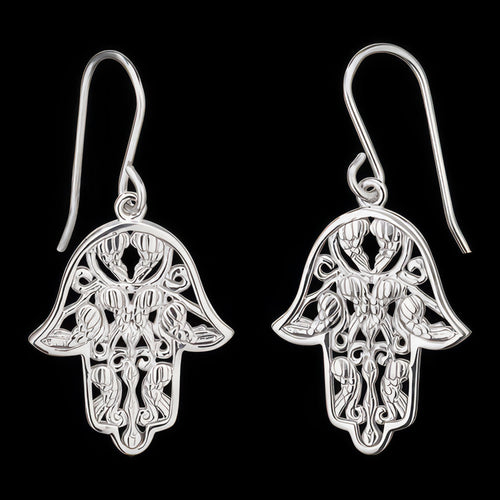 Fatima’s Hand Silver Hook Earrings | Engelsrufer