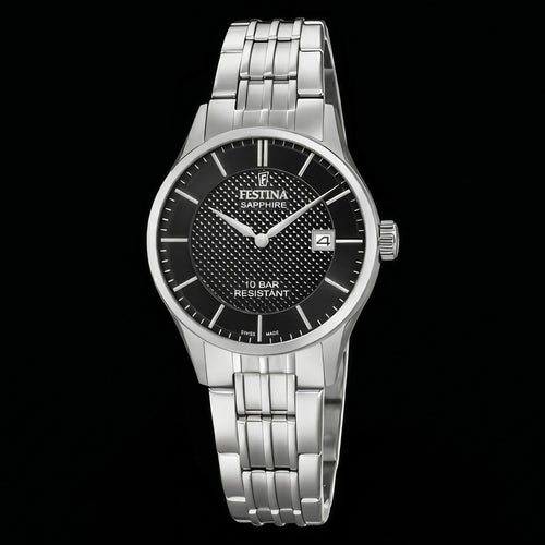 Festina Ladies Swiss Sapphire Black Dial Link Watch