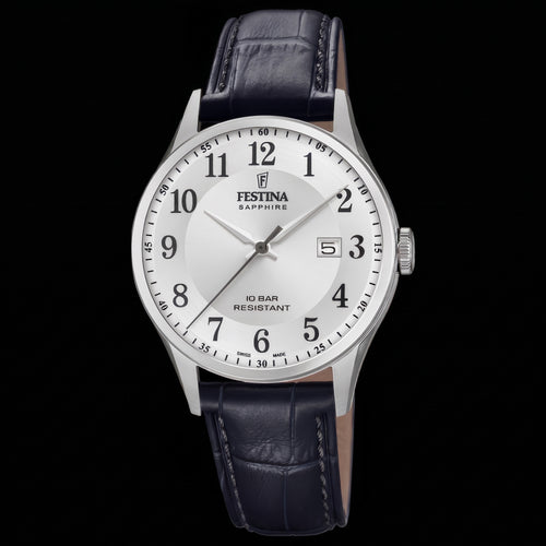 Festina Men's Swiss Sapphire White Dial Leather Watch