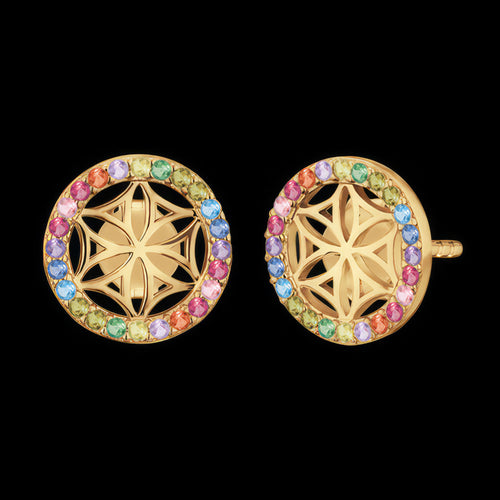 Flower Of Life Gold Rainbow CZ Earrings | Engelsrufer