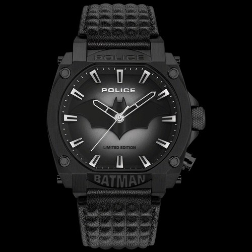 Backlight glow on Forever Batman Police all black limited edition watch toggling on and off