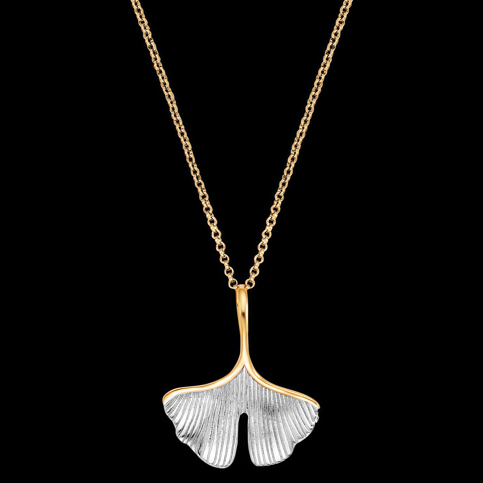 Ginkgo Leaf Gold Silver Necklace | Engelsrufer