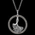 Close-up of Engelsrufer ginkgo leaf marcasite circle necklace.