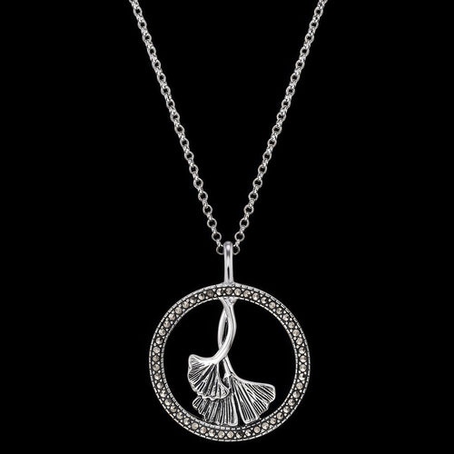 Ginkgo Leaf Marcasite Circle Necklace | Engelsrufer