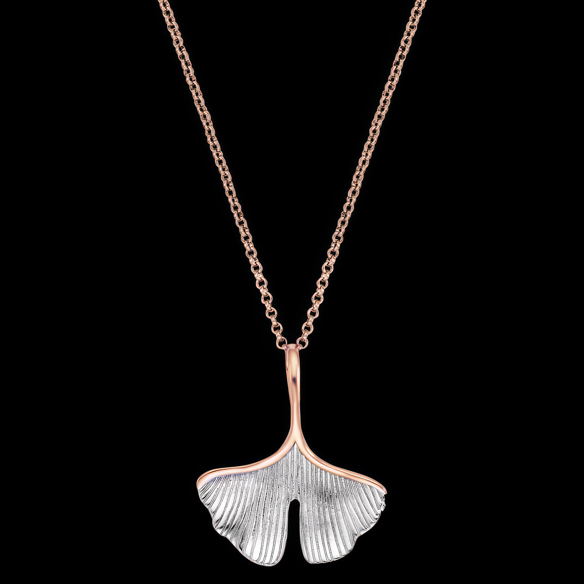 Ginkgo Leaf Rose Gold Silver Necklace | Engelsrufer