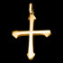 Close-up of Save Brave barbed cross men's gold steel necklace.