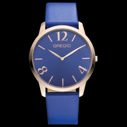Gregio Simply Rose Blue Rose Gold Leather Watch | Australia