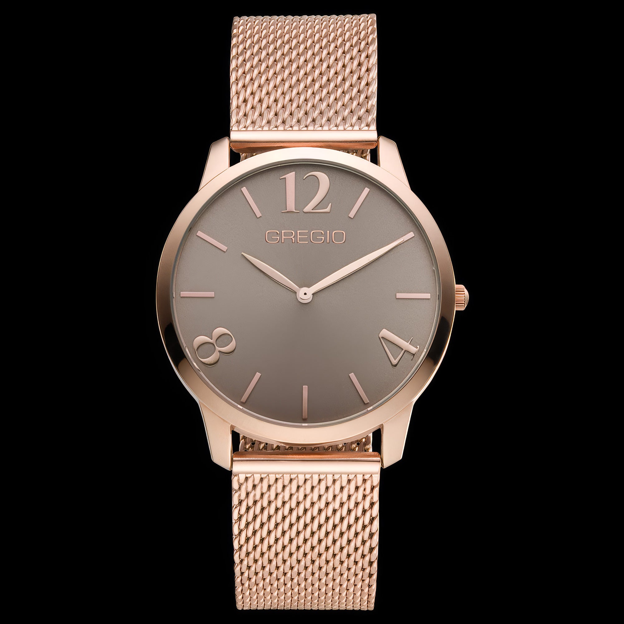 Gregio Simply Rose Brown Dial Rose Gold Mesh Watch | Australia