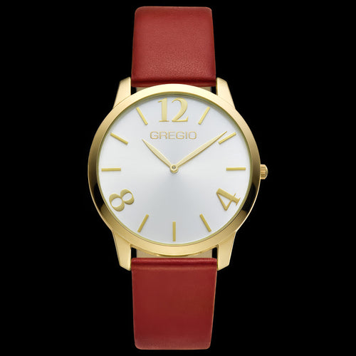 Gregio Simply Rose Coral Gold Leather Watch | Australia