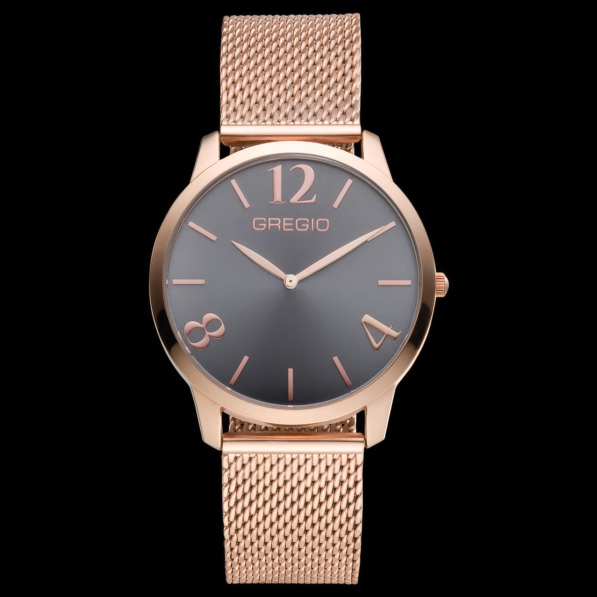 Gregio Simply Rose Grey Dial Rose Gold Mesh Watch | Australia