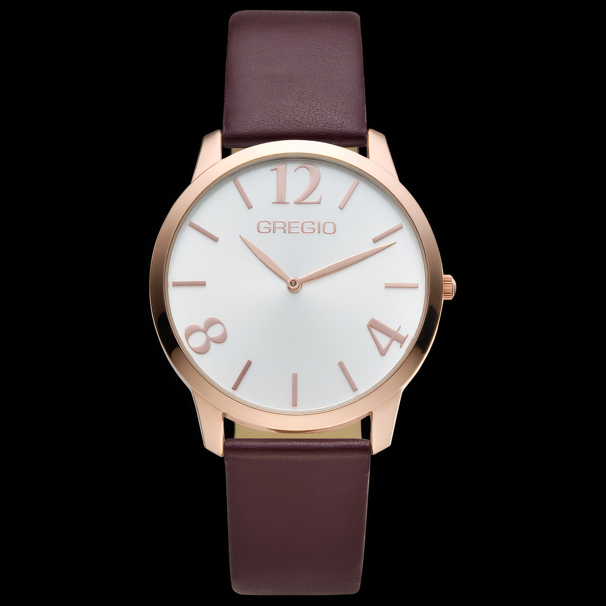 Gregio Simply Rose Marsala II Rose Gold Leather Watch | Australia