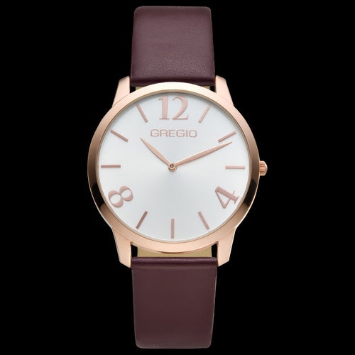 Gregio Simply Rose Marsala II Rose Gold Leather Watch | Australia