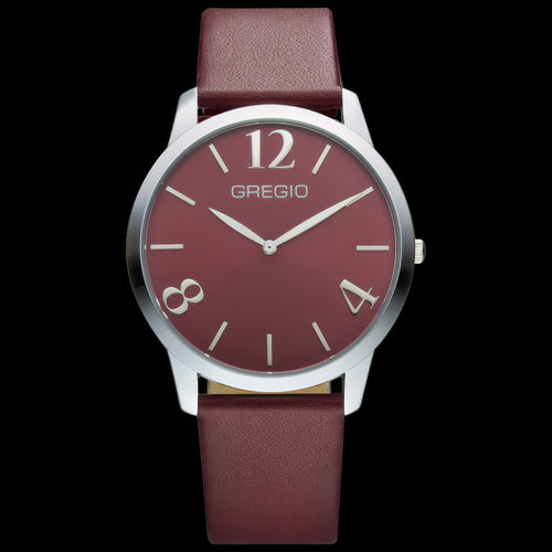 Gregio Simply Rose Marsala Silver Leather Watch | Australia