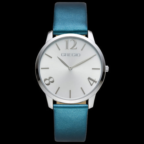 Gregio Simply Rose Petrol Silver Leather Watch | Australia