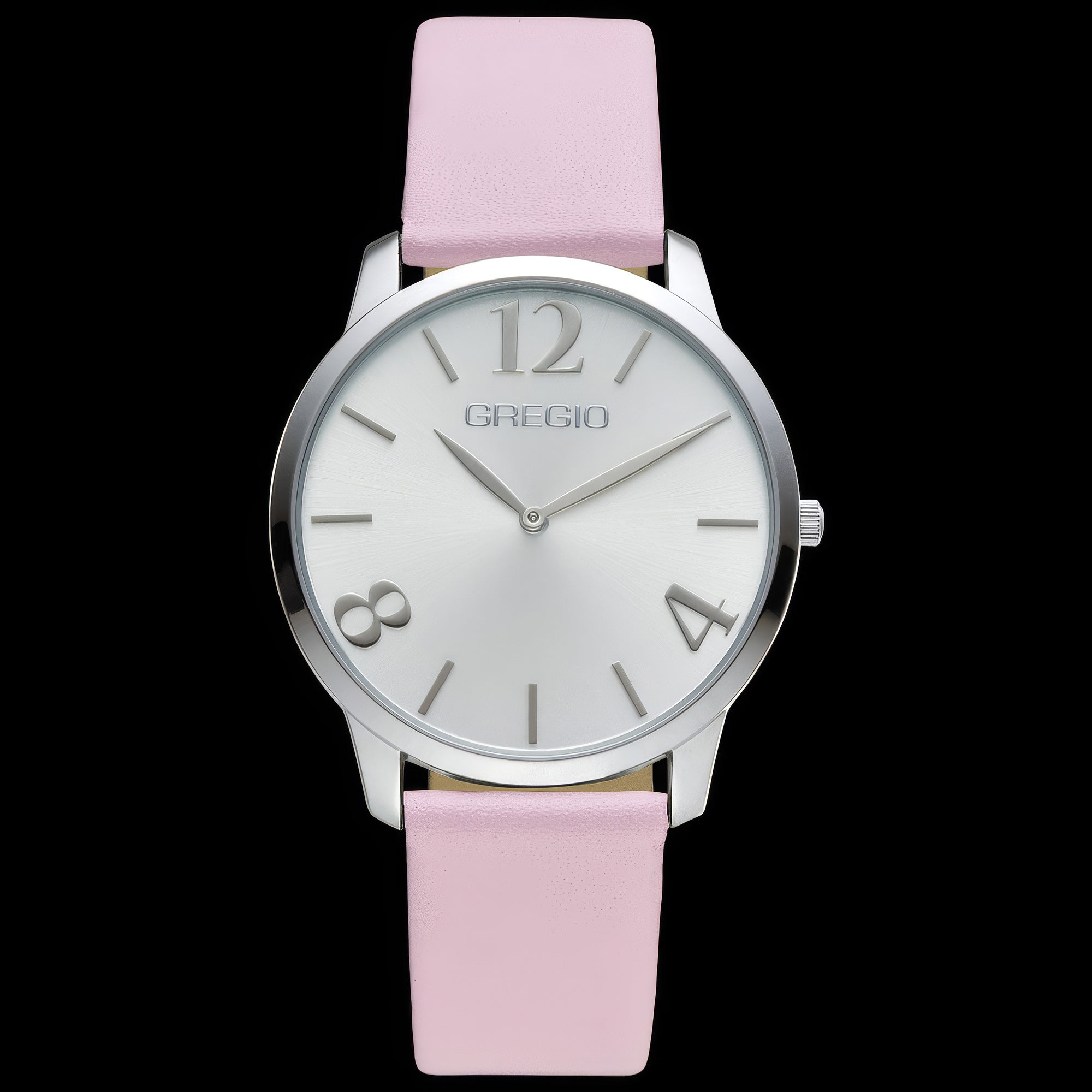 Gregio Simply Rose Pink Silver Leather Watch | Australia